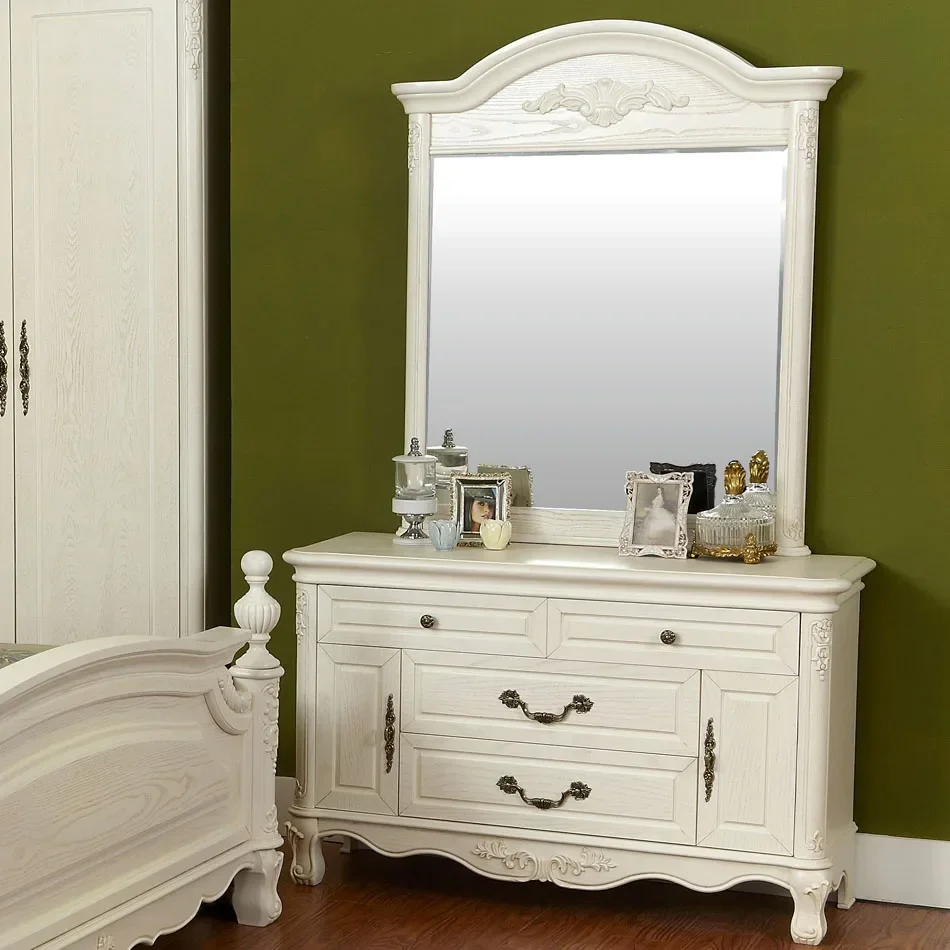 Solid wood makeup table white small apartment dresser