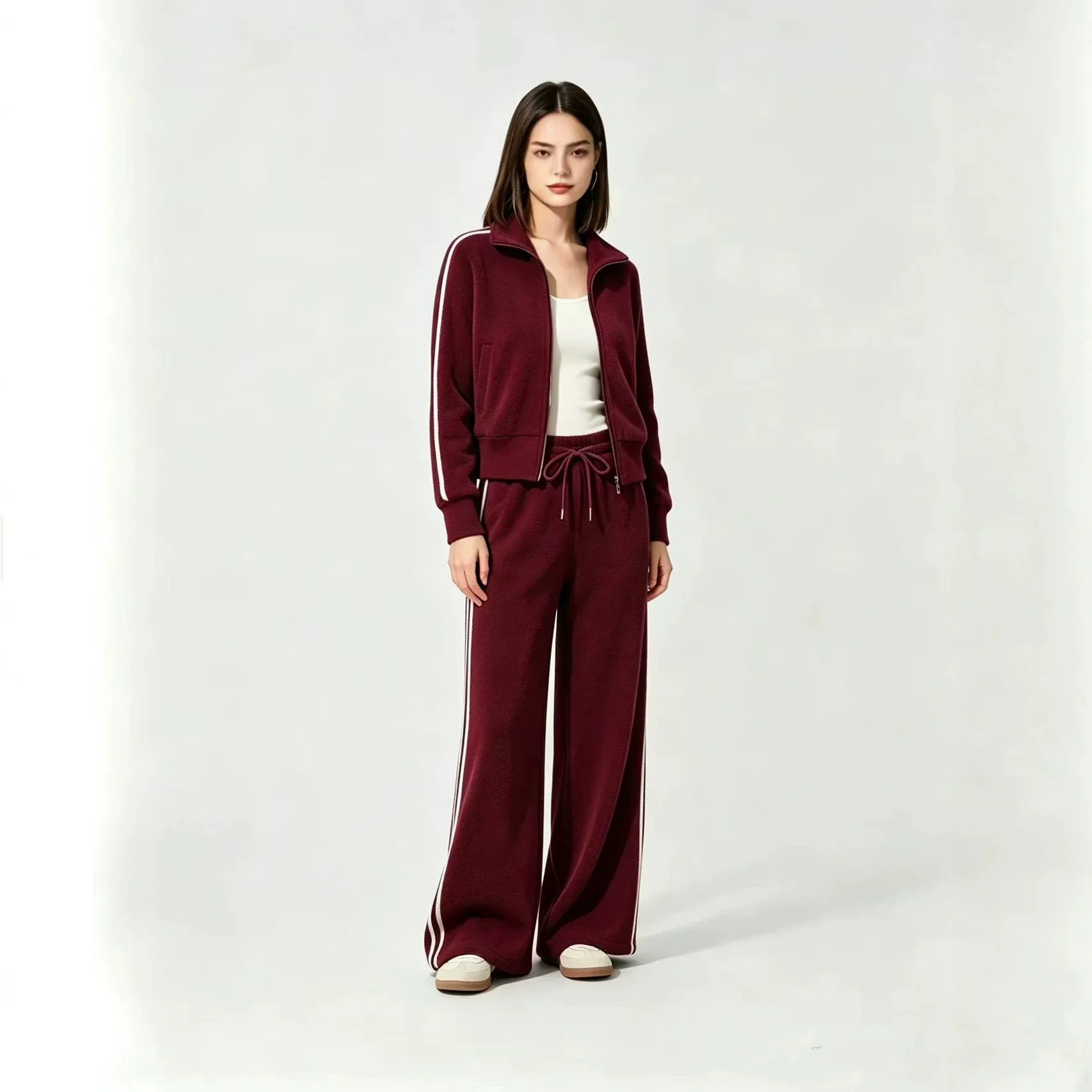2026 New Women's Sweatshirt Fashion Random Spring/autumn Set Color Block Zipper Cardigan. And Long Pants. Two-piece Set Clothing