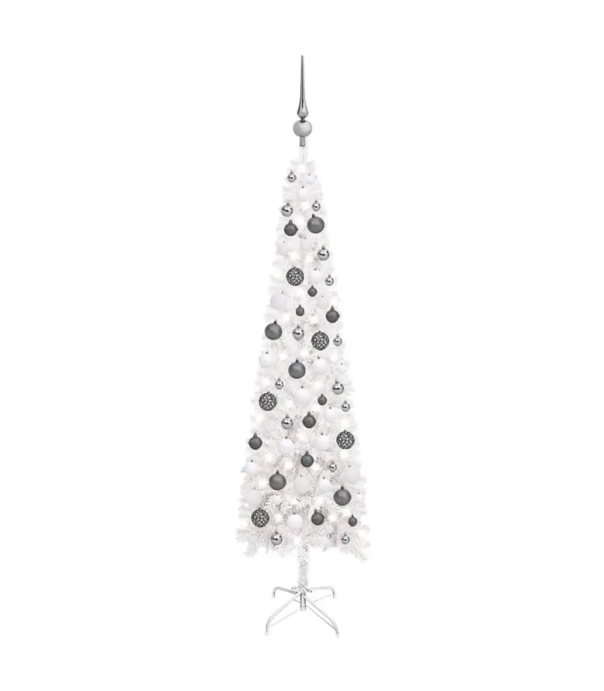 Christmas trees Set Christmas tree narrow with LED and White ball 120 cm