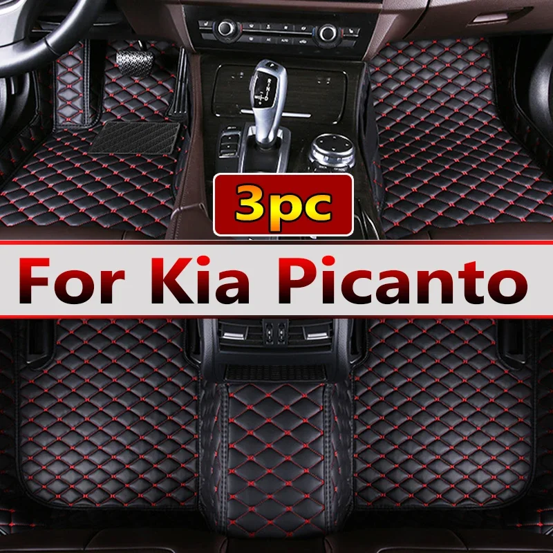 Leather Car Floor Mats For Kia Picanto Morning Grand Eko Taxi JA 2012~2017 5door Anti-dirty  Mat Tapete ro  Accessories