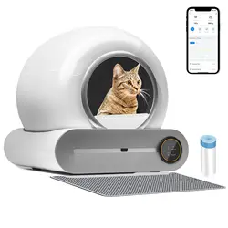 LMZOE Automatic Self Cleaning Cat Litter Box 65L Extra Large Capacity Cleaning Robot, APP Control Odor Removal Safety