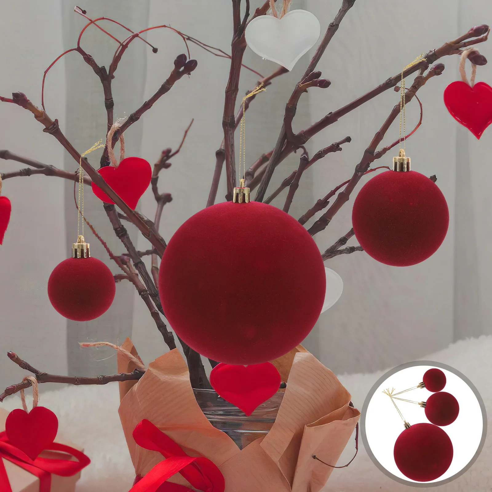 

15Pcs Ball Ornaments Valentine's Day Romantic Decorations for Party Room Tree Wedding Decor Velvet Ornament Velvet Ornaments