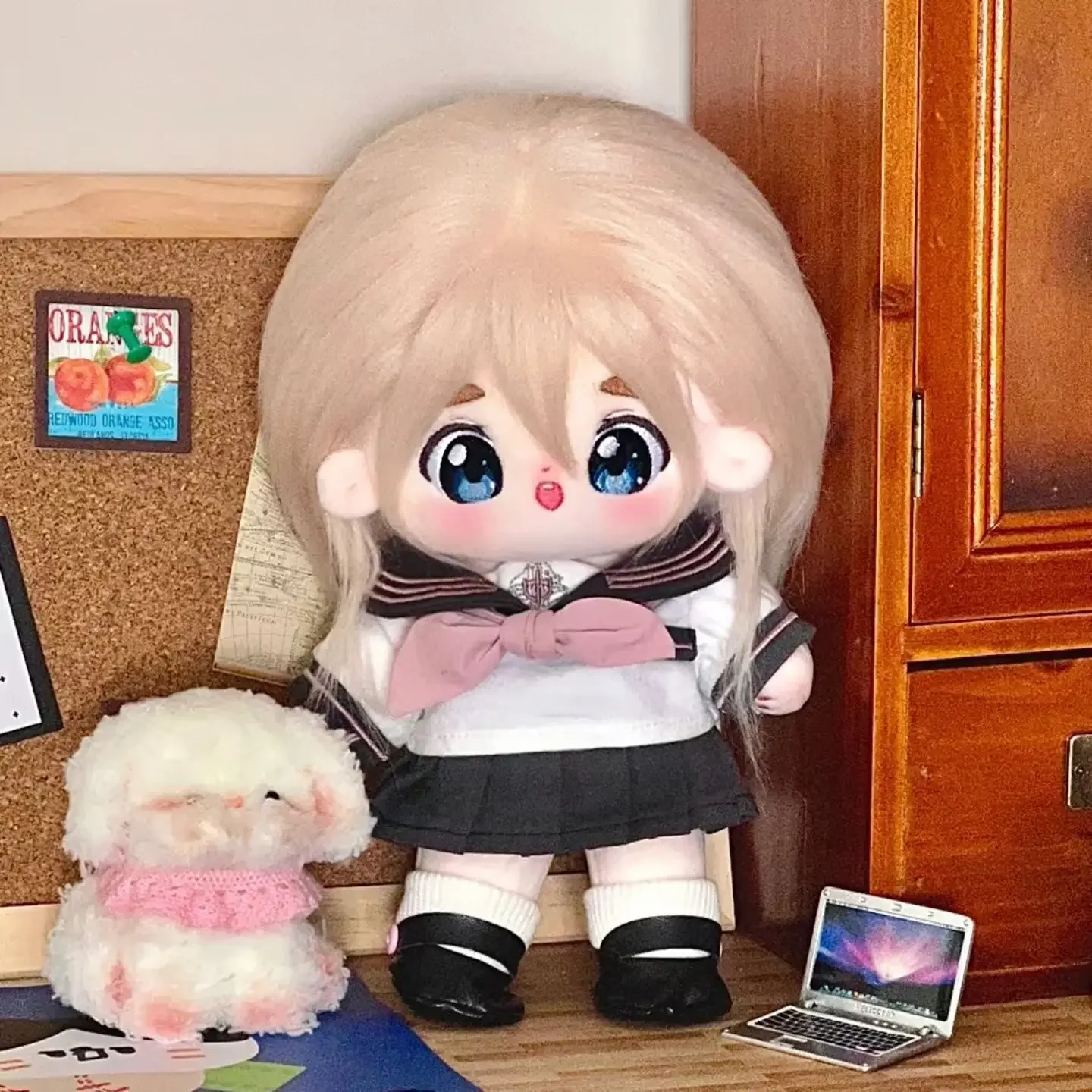 أنيمي K-ON Kotobuki Tsumugi الكرتون الشكل أفخم الدمى القطن دمية الجسم فستان الملابس الزي اللعب هدية عيد الميلاد 20 سنتيمتر