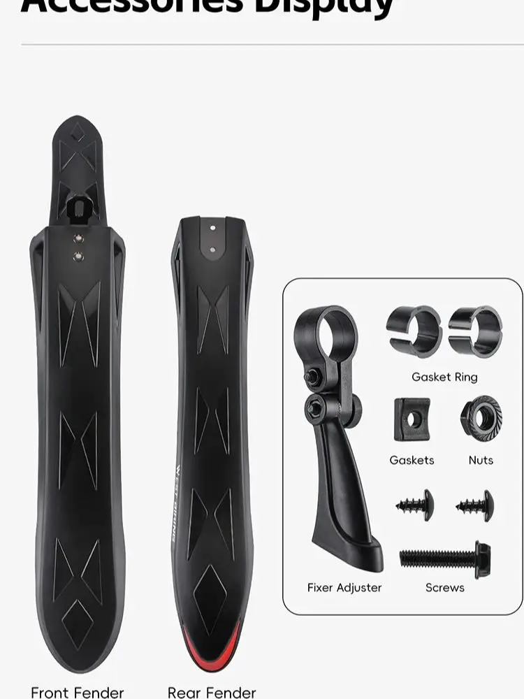 AliExpress NONE WEST BIKING 2PCS Reflective Bicycle Fenders Durable Ajustable Mudguard MTB Bicycle Rear Front Fender Cycling Part For 26-27.5In