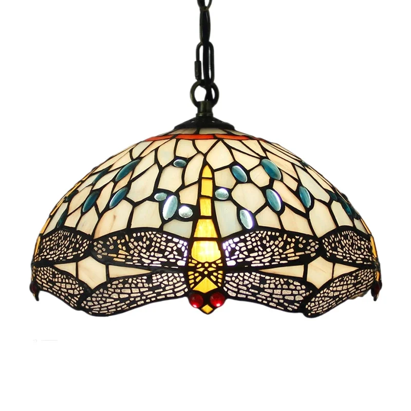 

16-дюймовый 20-дюймовый светильник, сменный абажур в виде стрекозы, витраж Тиффани, винтажный подвесной светильник для ресторана, бара, десерта, магазина
