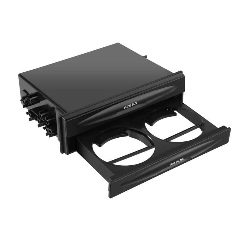 Strange Car Auto Single Din Radio Pocket, Universal Cd Radio Pocket Drink Cup Holder Storage Box Black