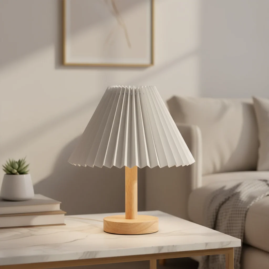 

Modern Nordic Pleated Table Lamp Art Atmosphere Warm/White Color Bedside Night Light USB Home Decoration LED Desk Lamp Study