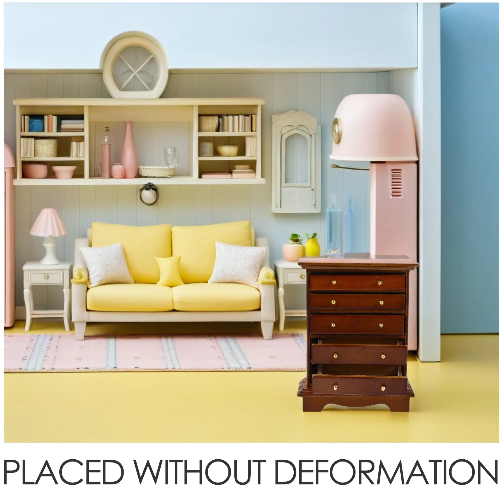 Retro Miniature Furniture Wooden 1:12 Scale Brown Dollhouse Chest Of Drawers Bedside Table Storage Cabinet For Kids Playroom