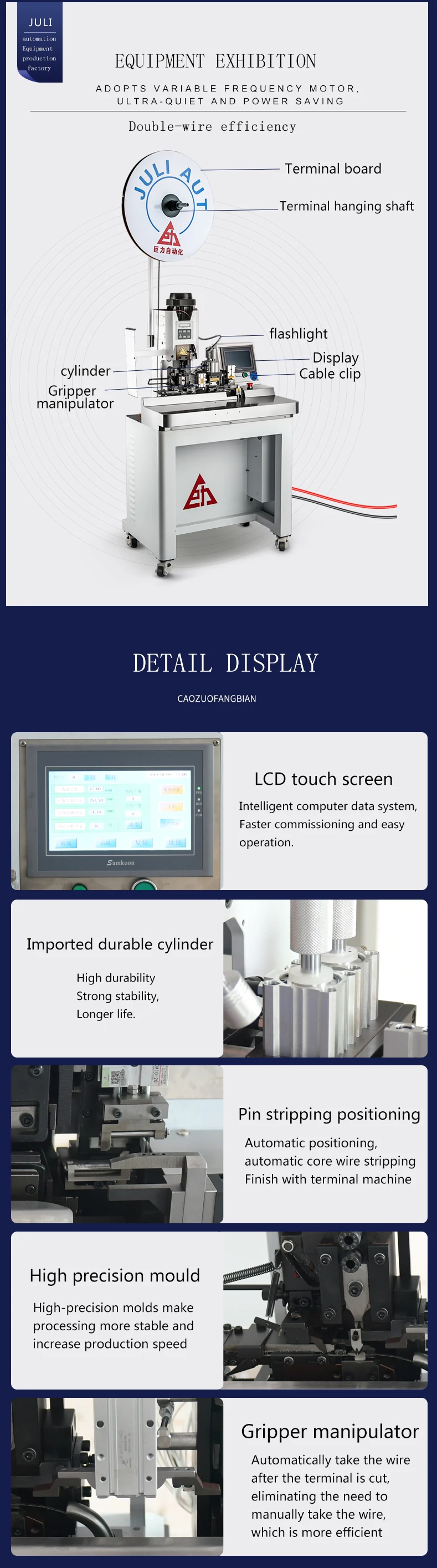 Macchina completamente automatica per la produzione di cavi, spelafili e crimpatrici terminali