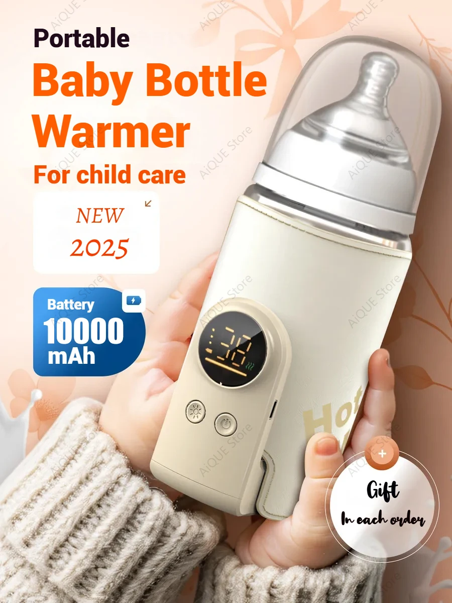 AiQUE 10000mAh USB Draagbare Melkverwarmer voor Baby Outdoor Constante Temperatuur Fles Isolatie Cover Hete Melk en Melk Verwarming