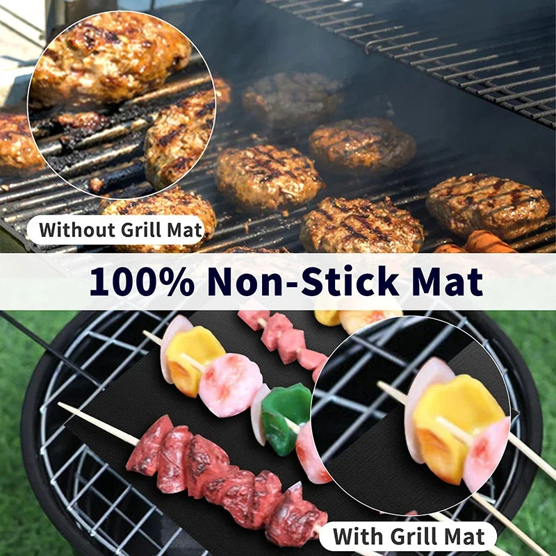 1/5Pcs Non-Stick Bbq Grill Mat 40*33Cm Baking Mat Bbq Tools Cooking Grilling Sheet Heat Resistance Easily Cleaned Kitchen Tools