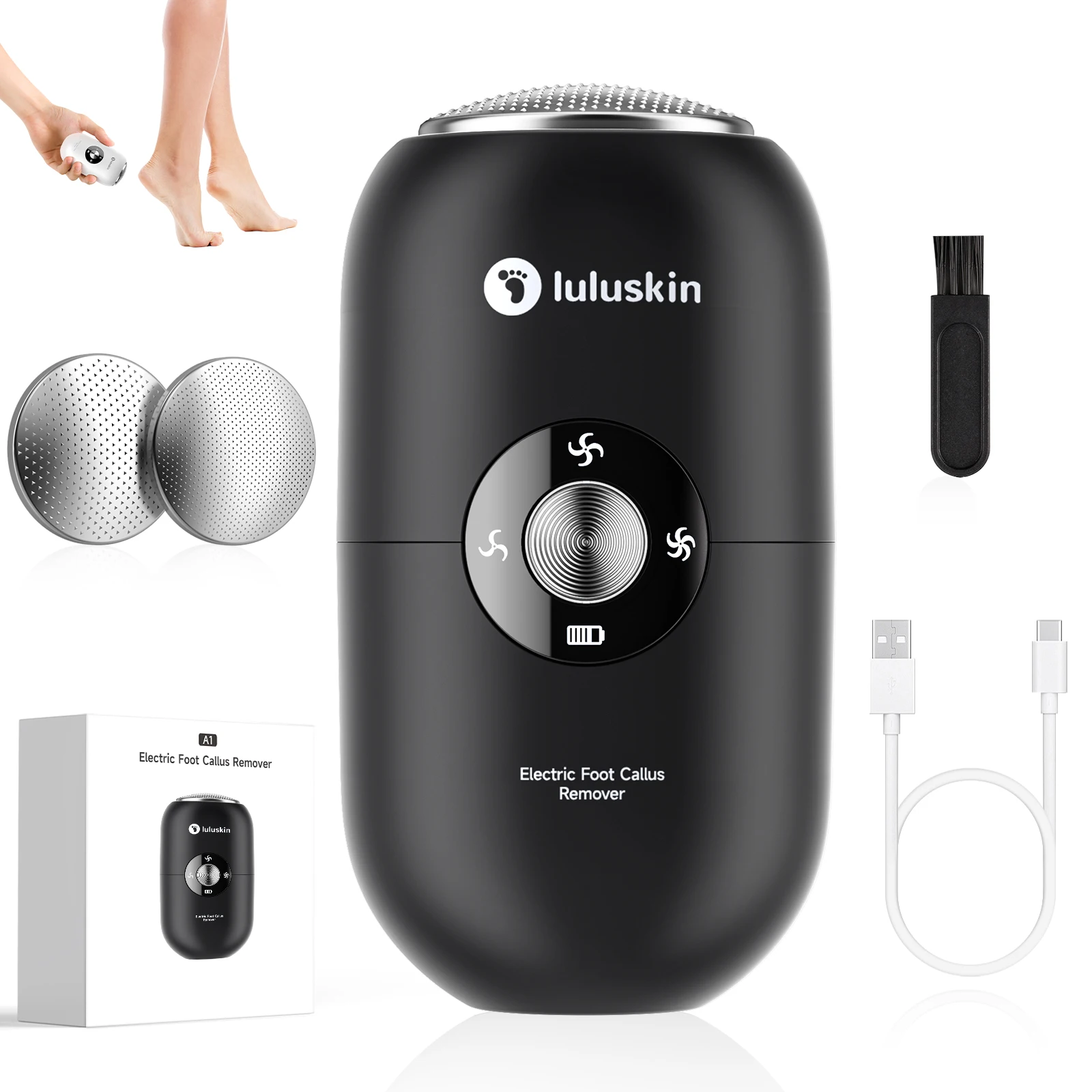 Foot Callus Remover with 3 Speeds IPX6 Waterproof Women Men Electronic Foot File Removes Dry Coarse Skin Calluses On Heels