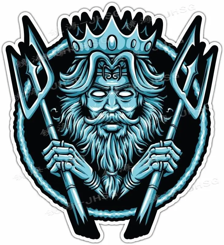 Poseidon Holding Trident God of the Sea Car Bumper Window Decal Decal - Customization Support