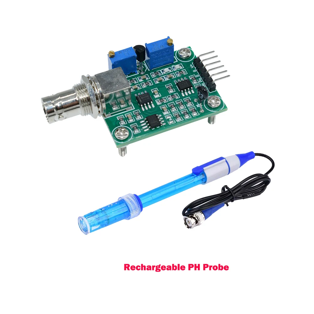 السائل PH قيمة كشف منظم وحدة الاستشعار مراقبة التحكم متر فاحص + BNC PH القطب الكهربائي التحقيق لاردوينو PH 0-14