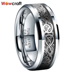 Dropshipping Mens Promise Ring Dragon Inlay Factory Wholesale Tungsten Carbide Trendy Wedding Band Polished I Love You Engraved