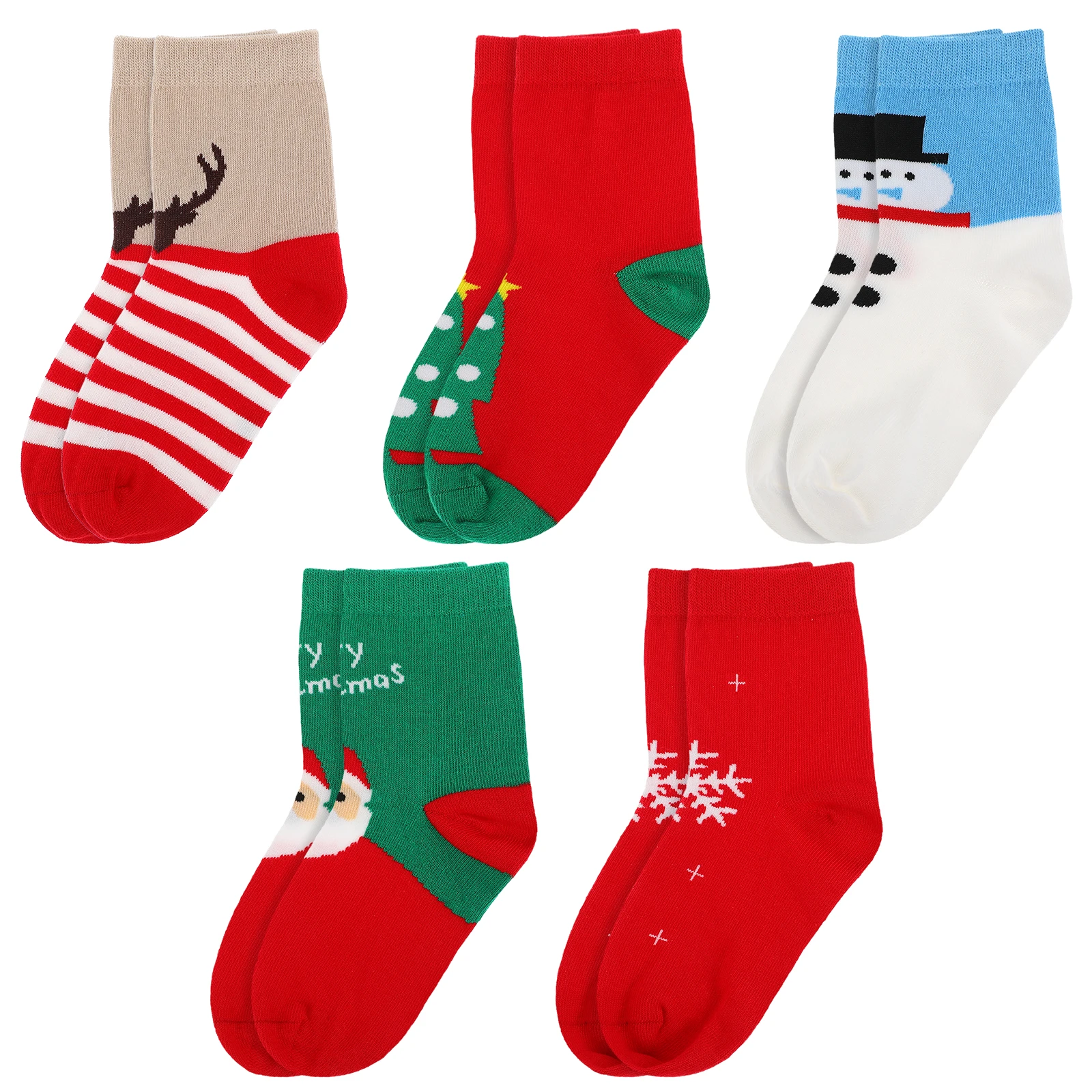 

5 Pcs Kids Christmas Socks Warm Winter Children Stockings Soft Cotton Toddler Fashion Gift Holiday Outfit Match
