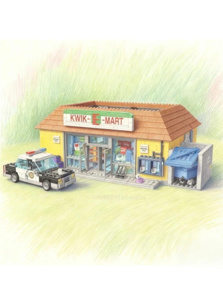 

New products 2179 pieces of city supermarket Kwik-E-Mart store Virginia Simpsons convenient Christmas Birthday gift