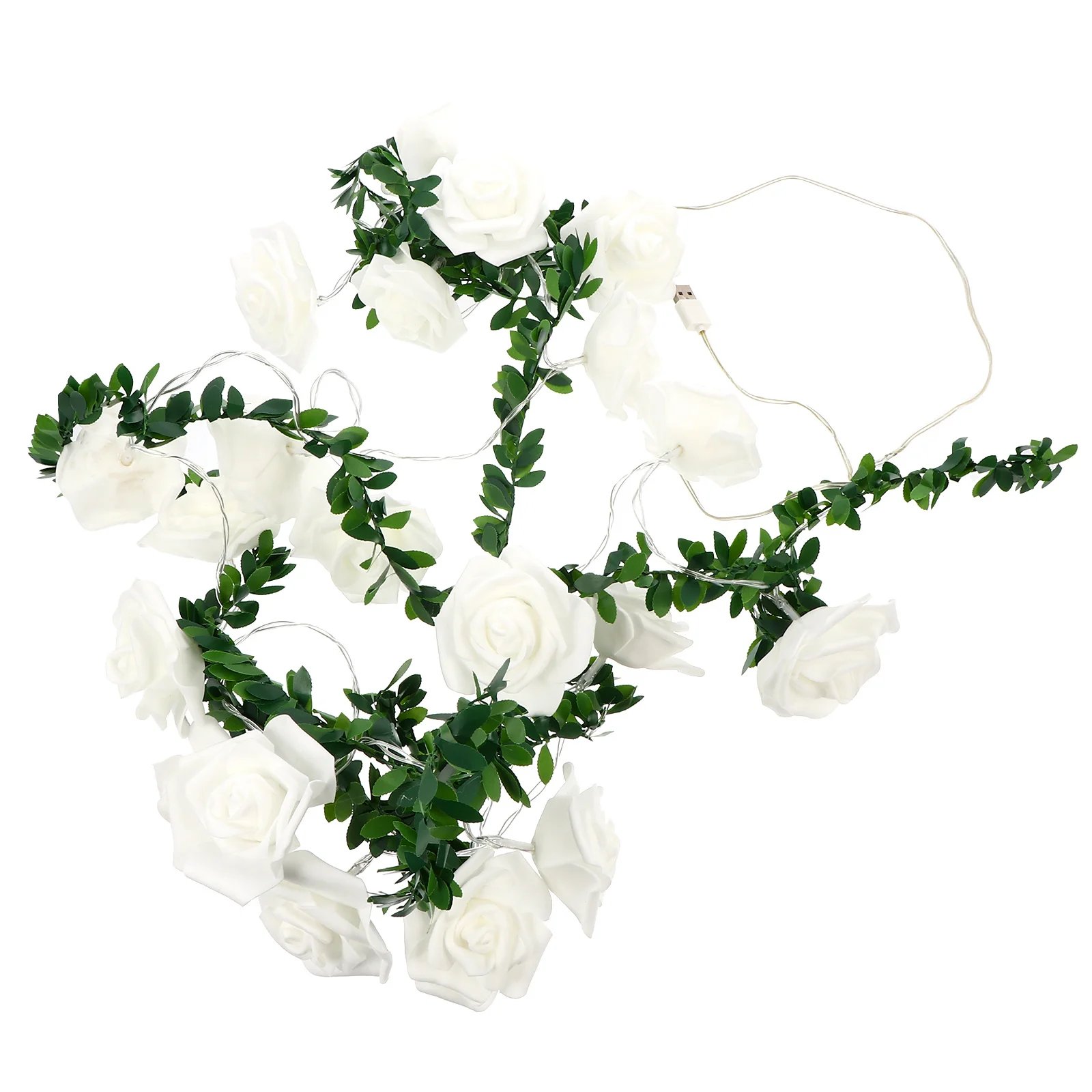 

1 Set Led Light String Flower Garland Simulated Rose Vine Copper Wire Lamp For Room Hotel Bar Party Decoration String Lights