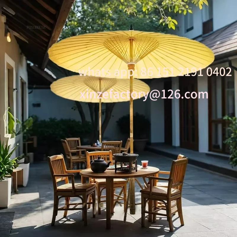 Customizable Thai Outdoor Oil Paper Umbrella Commercial Stal Parasol Villa Patio Umbrella Outdoor Stove Tea Making Beach Parasol