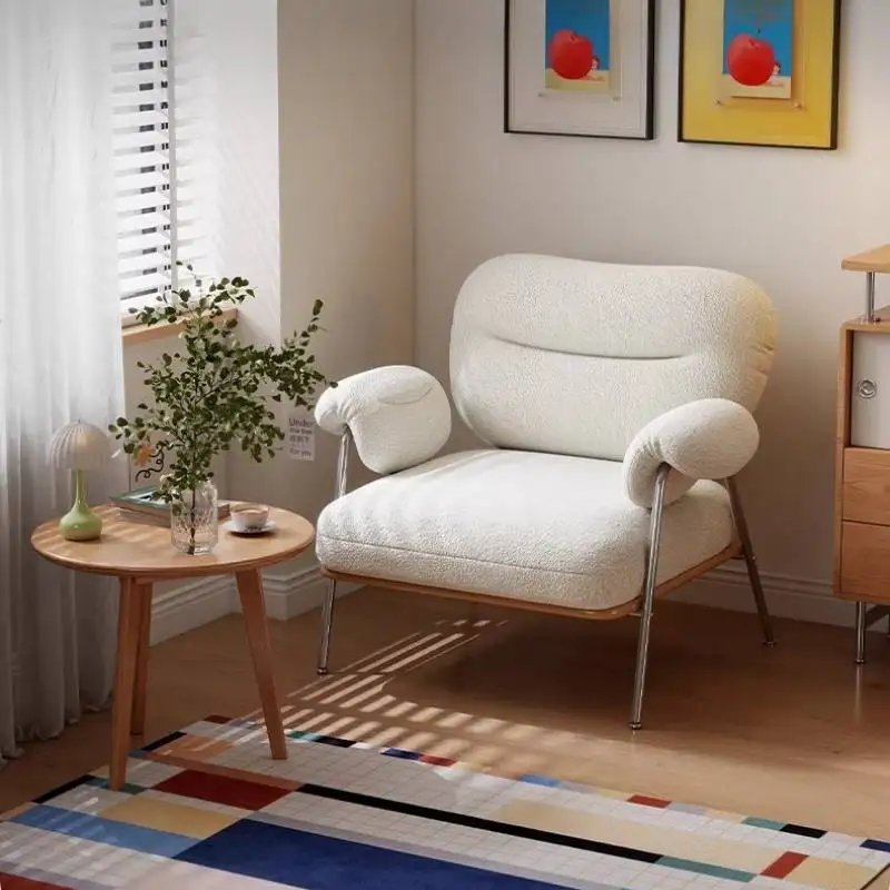 

-*Relaxing Nordic Living Room Chairs Beige Japandi Indoor Adults Living Room Chairs Lounge Reading Fotel Wypoczynkowy Furniture