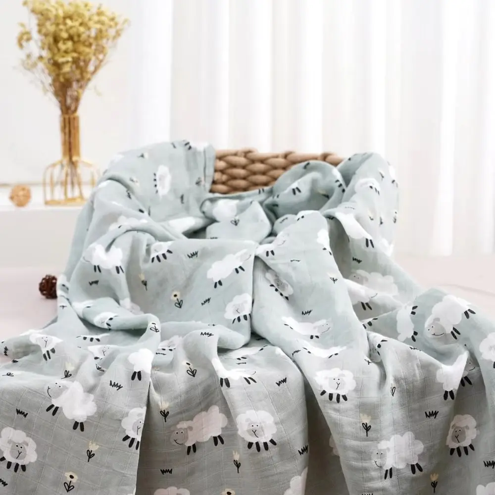

Soft Baby Swaddle Blanket Cartoon Print Breathable Baby Wrap Sleeping Bag Cozy Hypoallergenic Baby Stroller Cover Infant Bath