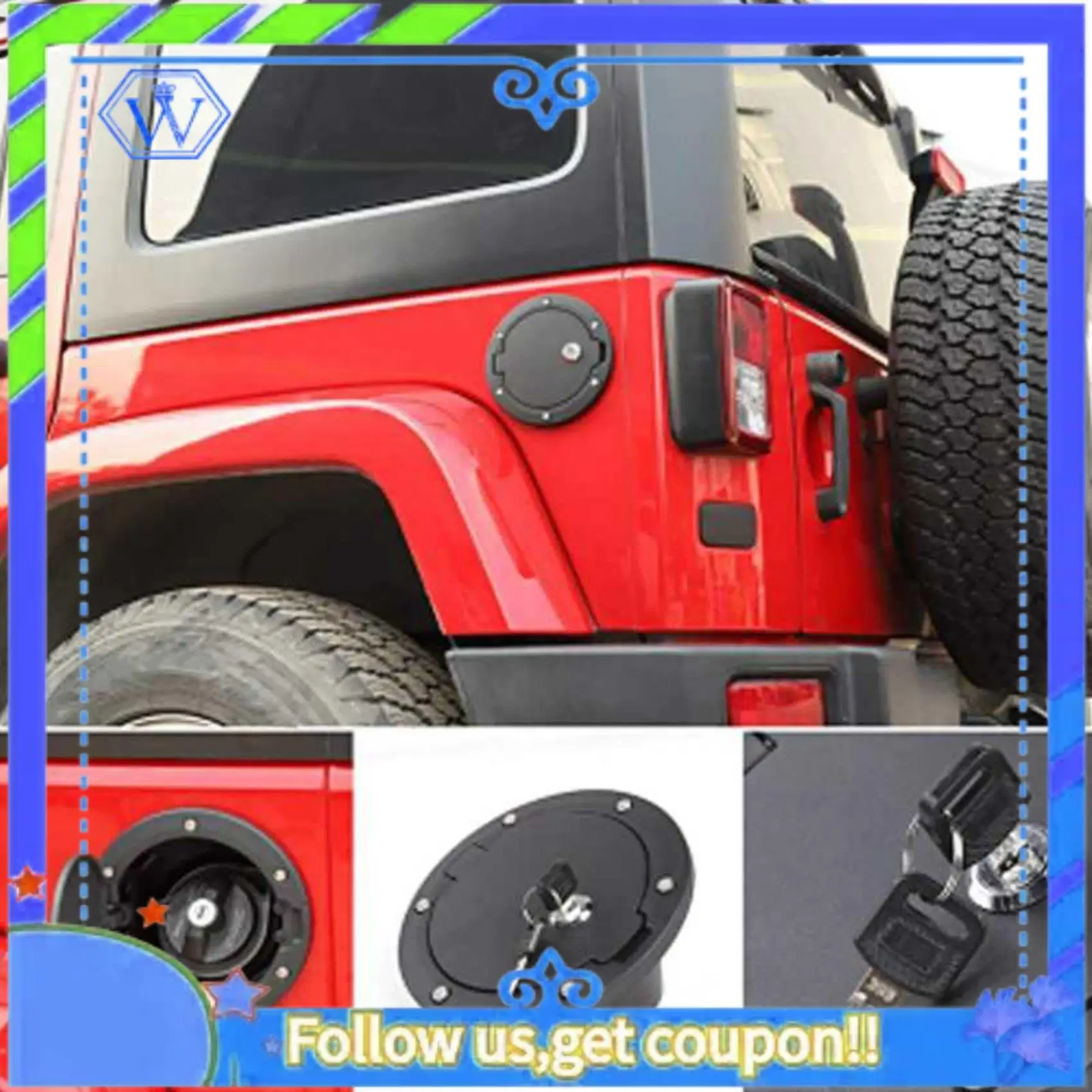 M46K-غطاء خزان الوقود غطاء قفل + مع 2 مفتاح قفل Szzt04145 لسيارة جيب رانجلر 07-18 2/4 أبواب قطع غيار السيارات #5