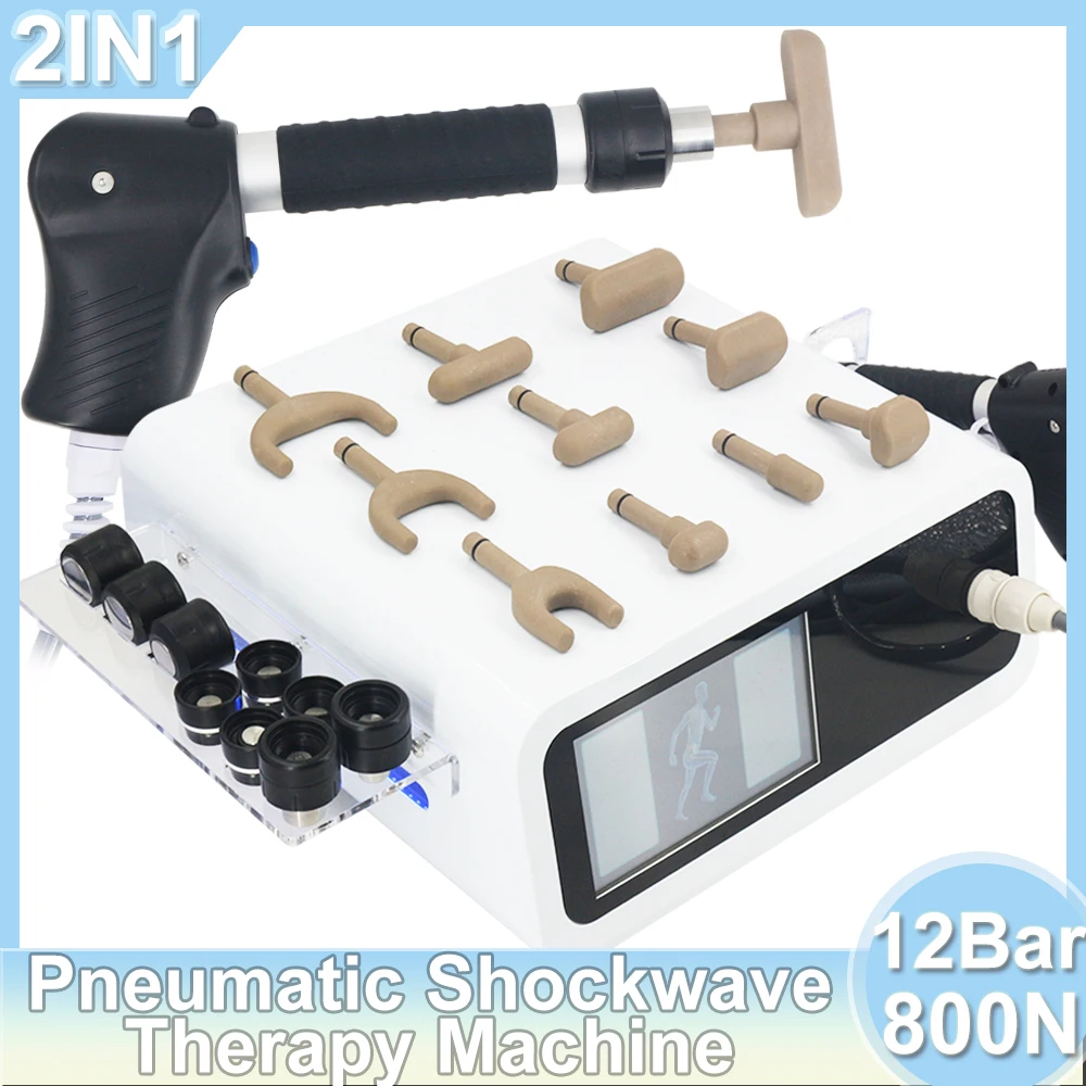 Pneumatic Shockwave Therapy Machine 12Bar Relieve Shoulder Back Pain ED Treatment Body Massager Spinal Corrector