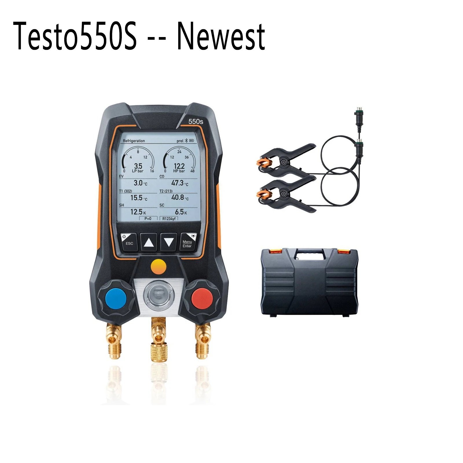 Testo 550S 549 Digital Manifold Gauge 2 Valves System for Hvac Air Conditioning Pressure Meter Temperature Tester Valve Tool