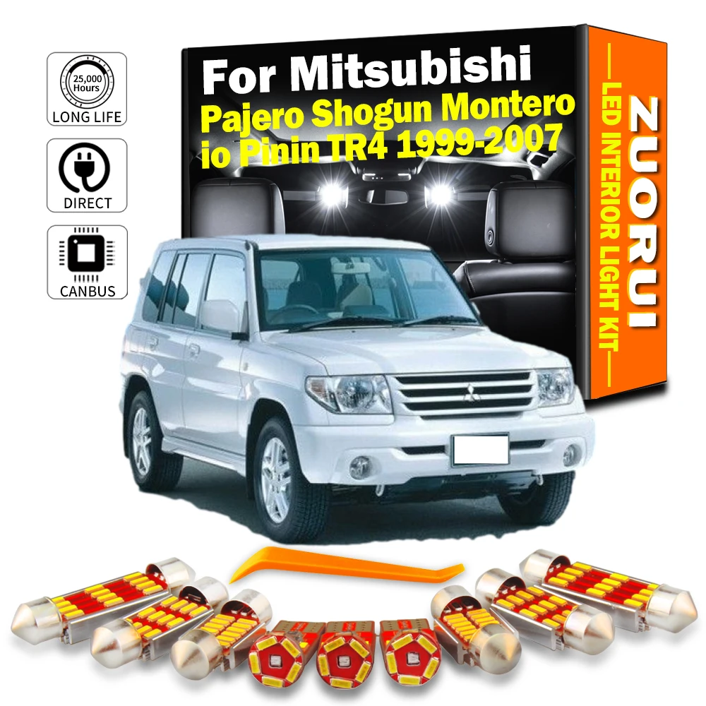 ZUORUI 11szt Zestaw oświetlenia wewnętrznego LED Canbus do Mitsubishi Pajero Shogun Montero io Pinin TR4 1999-2006 2007 Samochodowe żarówki kopułkowe z mapą