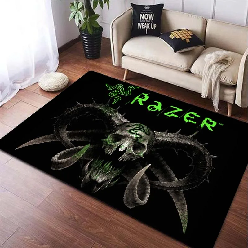 Razer Gaming Gear Brand Logo Pattern Area Rugs for Living Room Bedroom Decoration Rug Children Play Room Mats Anti-slip Carpets