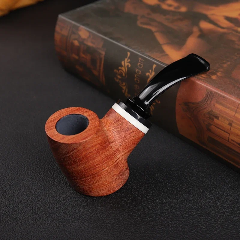 New Bent Rosewood Tobacco Pipe Smoking Pipes Wine Barrel Shape 9mm Filters Decorative Ring Smoker Smoke Tools Gift For Father