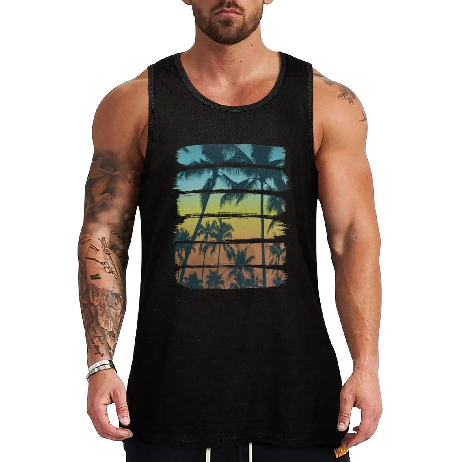 

Tropical Brush Strokes Tank Top gym t shirt men sleeveless gym shirts male anime Male clothes