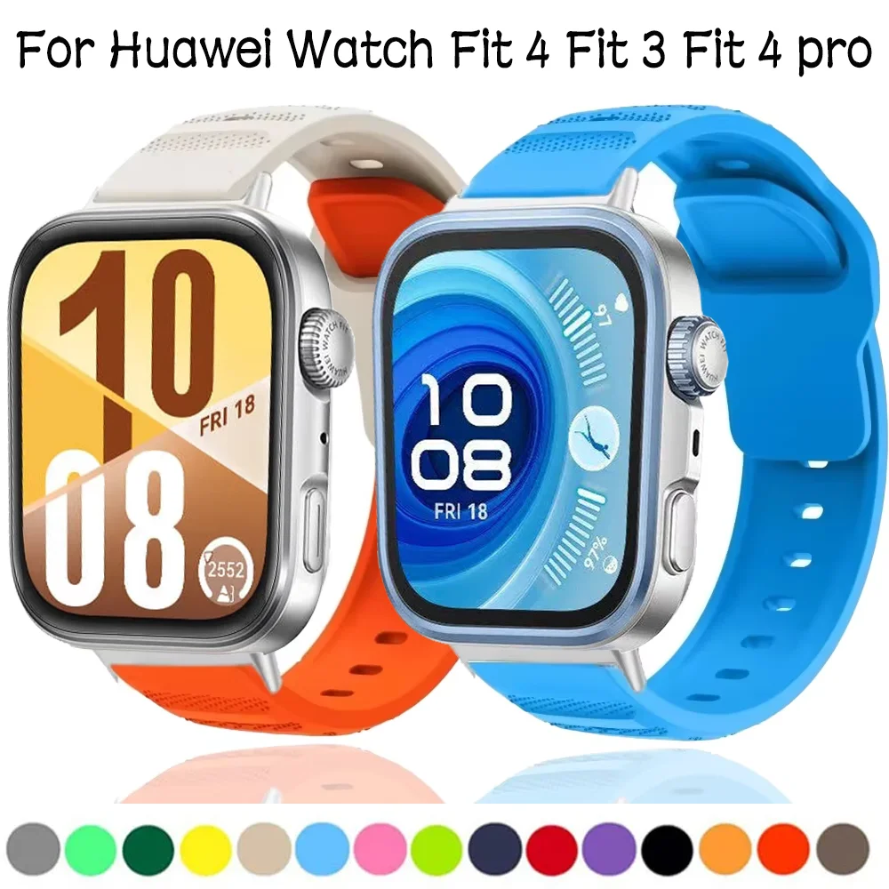 สายรัดซิลิโคนสําหรับนาฬิกา Huawei Fit 4 Fit 4 pro สร้อยข้อมือกีฬา Breathable สายรัดข้อมือ Huawei Watch Fit 3 Correa อุปกรณ์เสริม