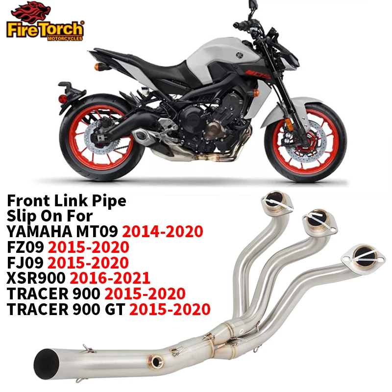 

MT-09 FZ-09 XSR900 Full Exhaust System Front ink Pipes 304 Stainless Steel 51mm For Yamaha 2014-2021 FJ09 MT MT09 TRACER 900 GT