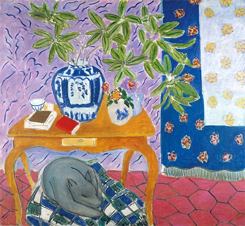 

Handmade oil painting reproduction on linen canvas，Interior with a dog 1934 by Henri Matisse, Free shipping