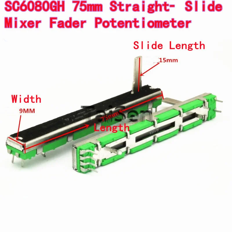 1-5PCS SC6080GH 75mm Straight‑Slide Mixer Fader Potentiometer B10K B20K B50K A10K A20K Slider Height 15mm