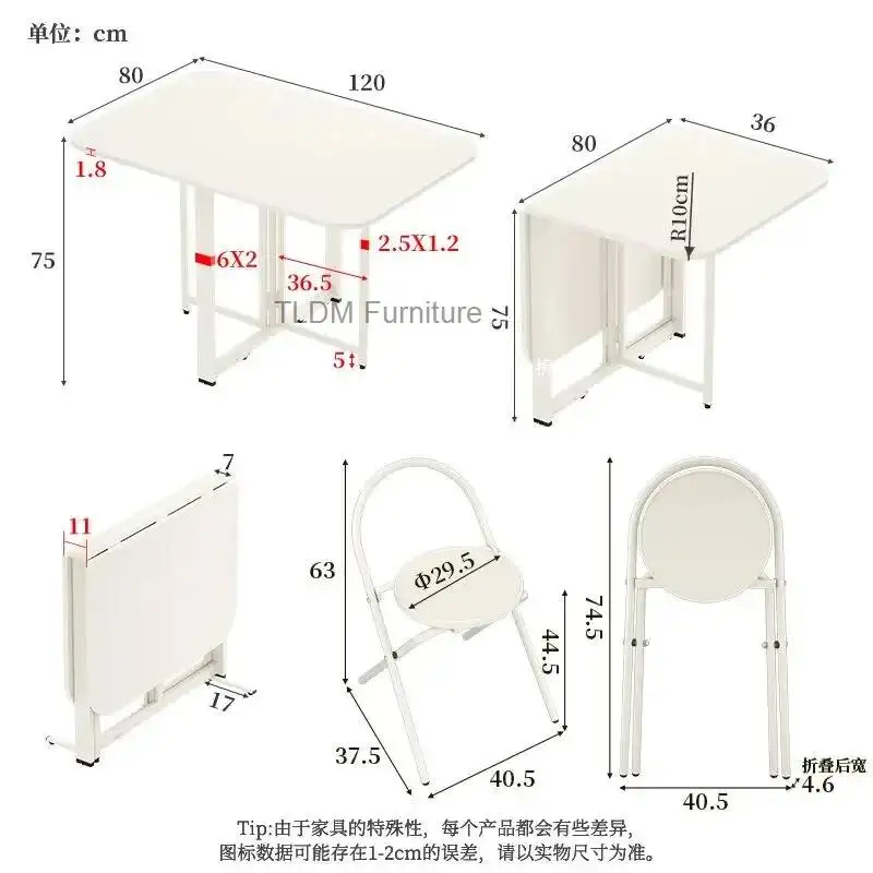 Table Instant-Setup Small Extendable Chairs Dining Furniture Set & - for Convertible Apartments Rectangular Tables Foldable