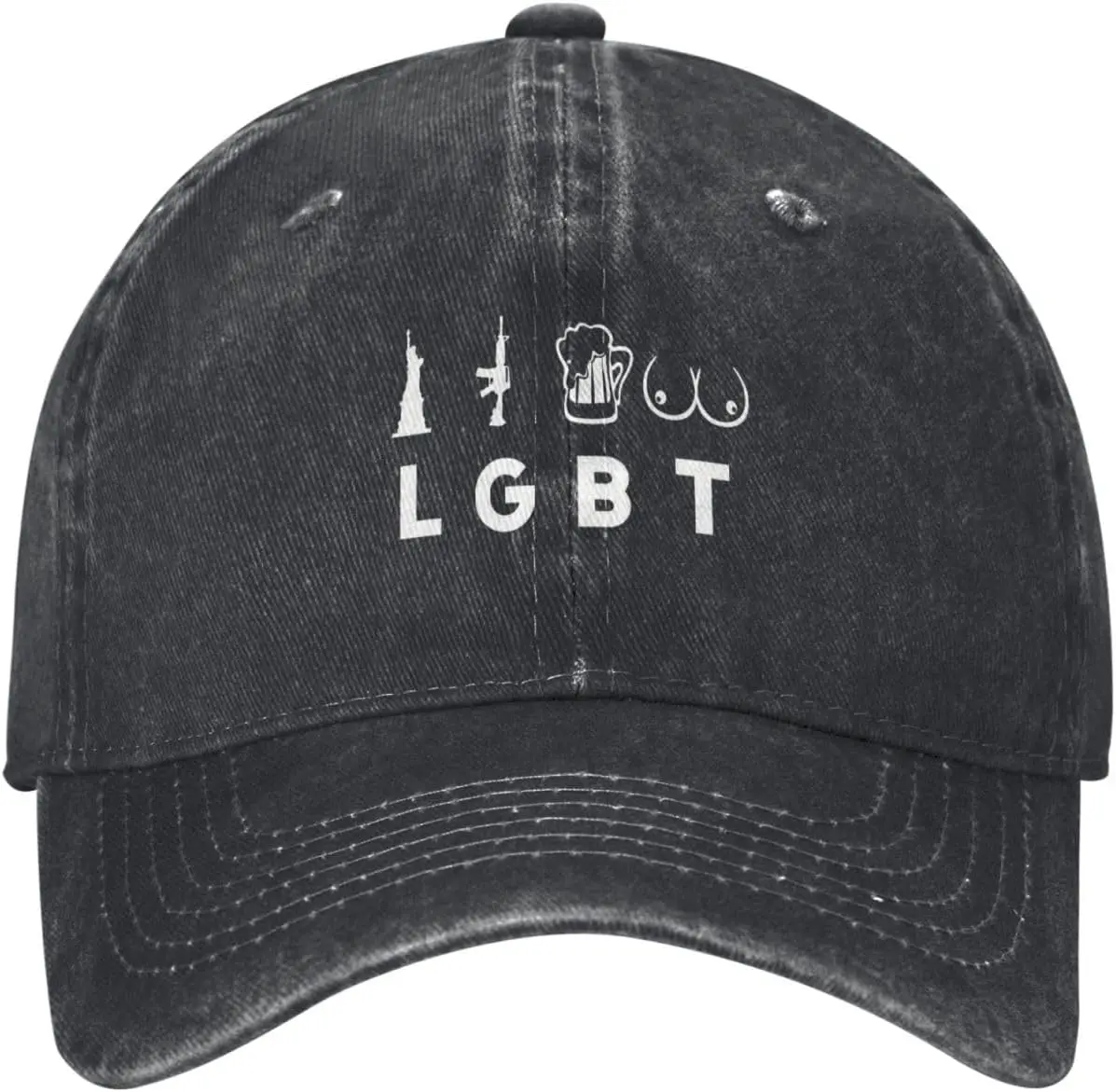 LGB T Funny Statement Washed Baseball Cap Cotton Adjustable Casual Dad Hat for Unisex