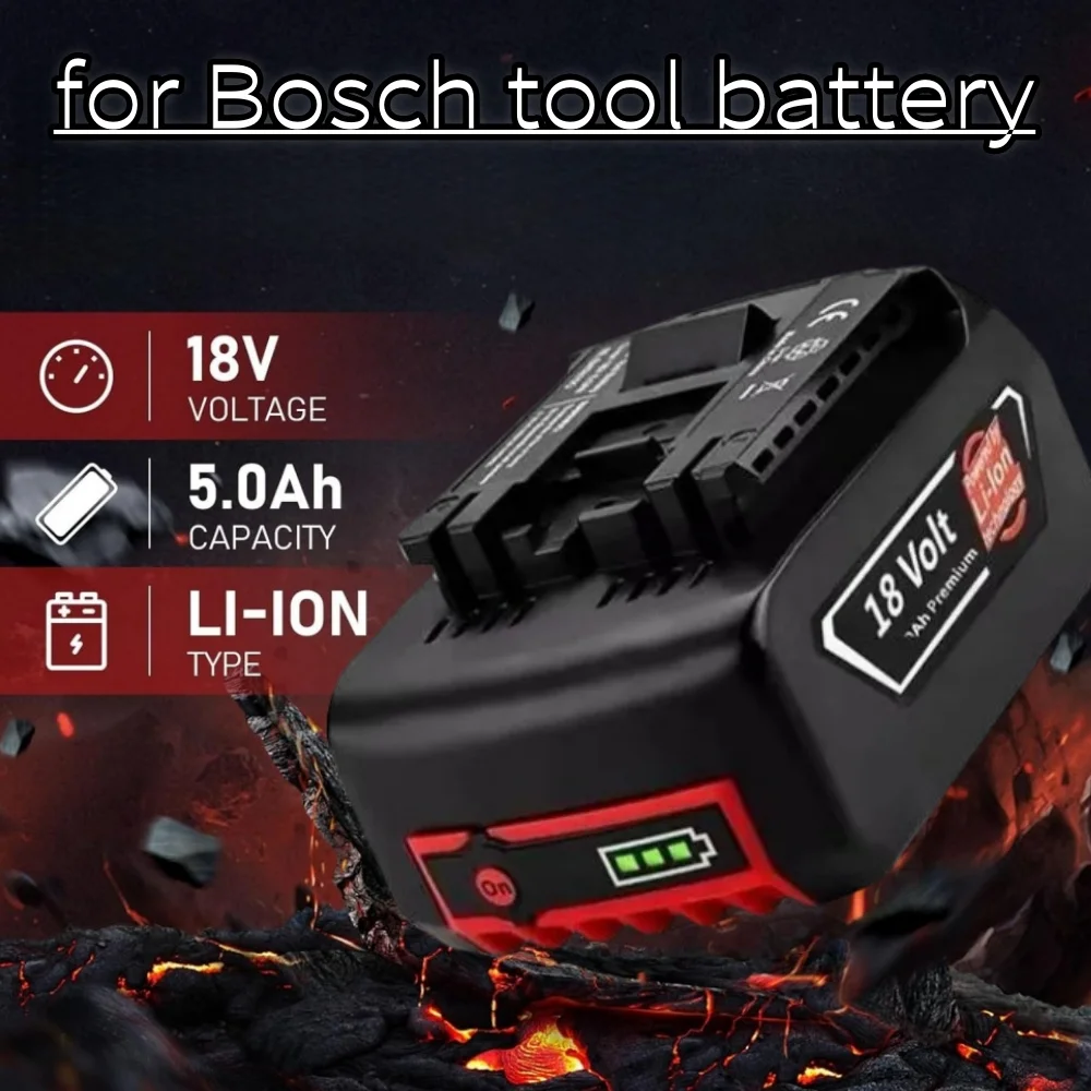 18V 5.0Ah Battery Original for Bosch 18V Professional Power Tools GBA GBH GSR GSB BAT618 BAT609 BAT620 Replacement Battery.