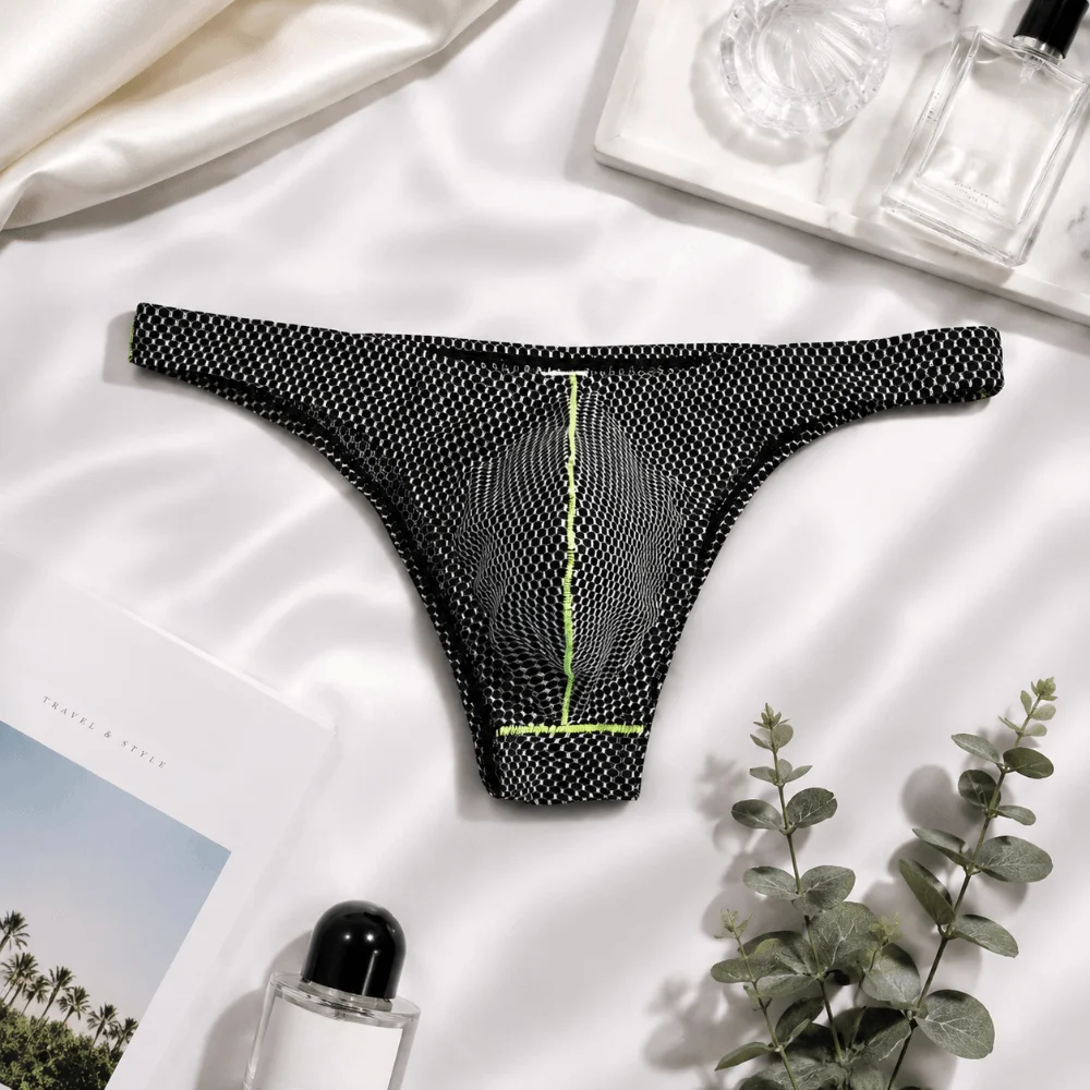 Bikini Design Breathable Men Briefs Low Waist Lingerie T-back Panties Solid Color U Pouch Underwear Daily Use