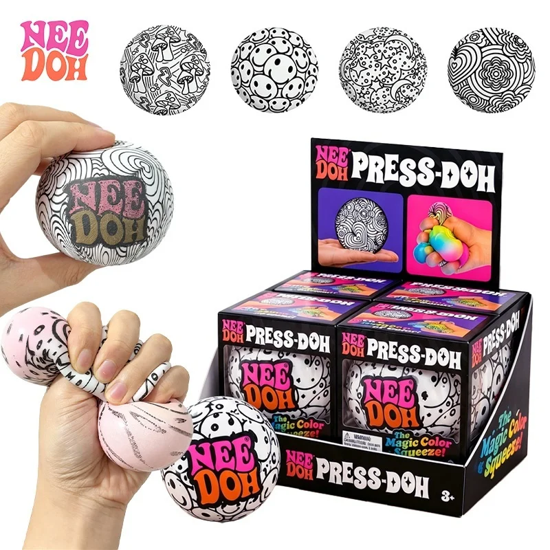 Needoh-Press Doh Color Changing Stress Ball Fidget Toy Soft Dough Filled Squeeze Fast Rebound Decompression Anxiety Relax Relief