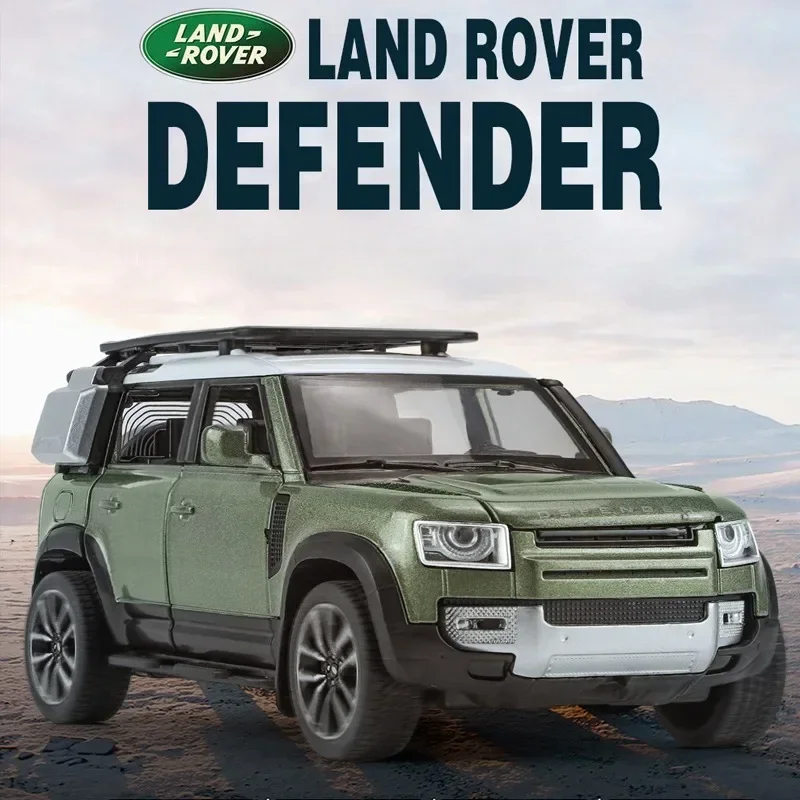 Simulation 1/32 Land Rover Defender Alloy Car Model With Sound And Light Metal SUV Model Diecast Toy Vehicles Home Decor Voiture