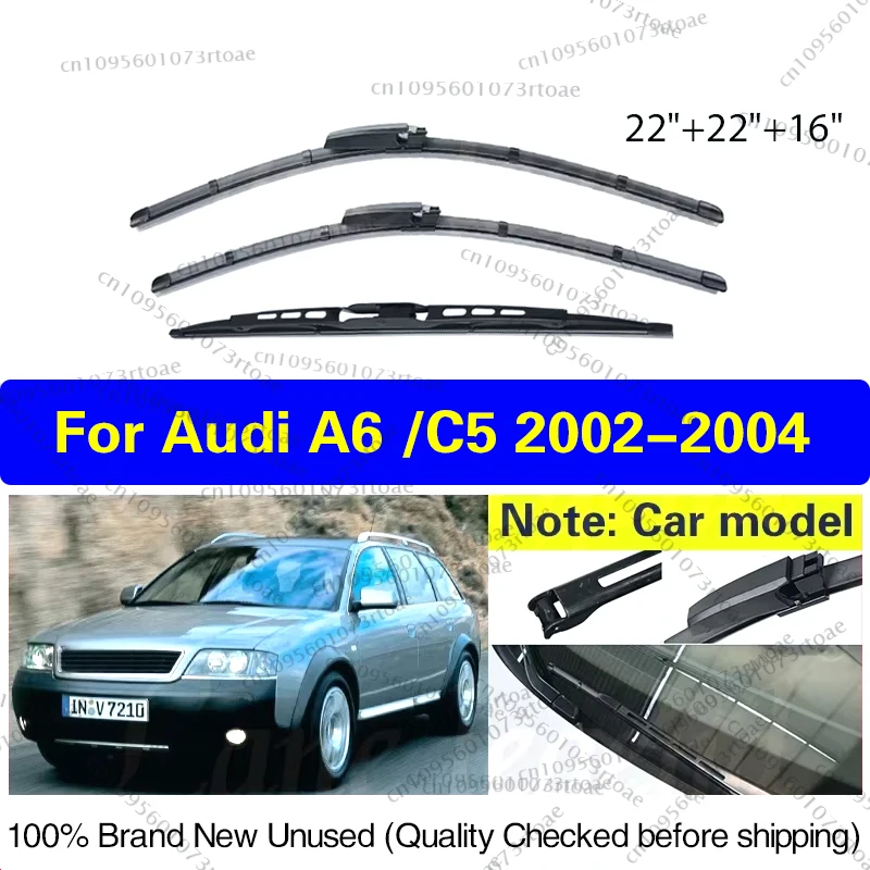 

Car Front Rear Wiper Blades For Audi A6 C5 2002 2003 2004 Windshield Windscreen Window Rain Brush 22"+22"+16" Car Accessories