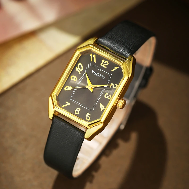 女性用スクエアクォーツ腕時計,ブルーレザーバンド,クラシック,シンプル,ラグジュアリー,ブランド,ファッション