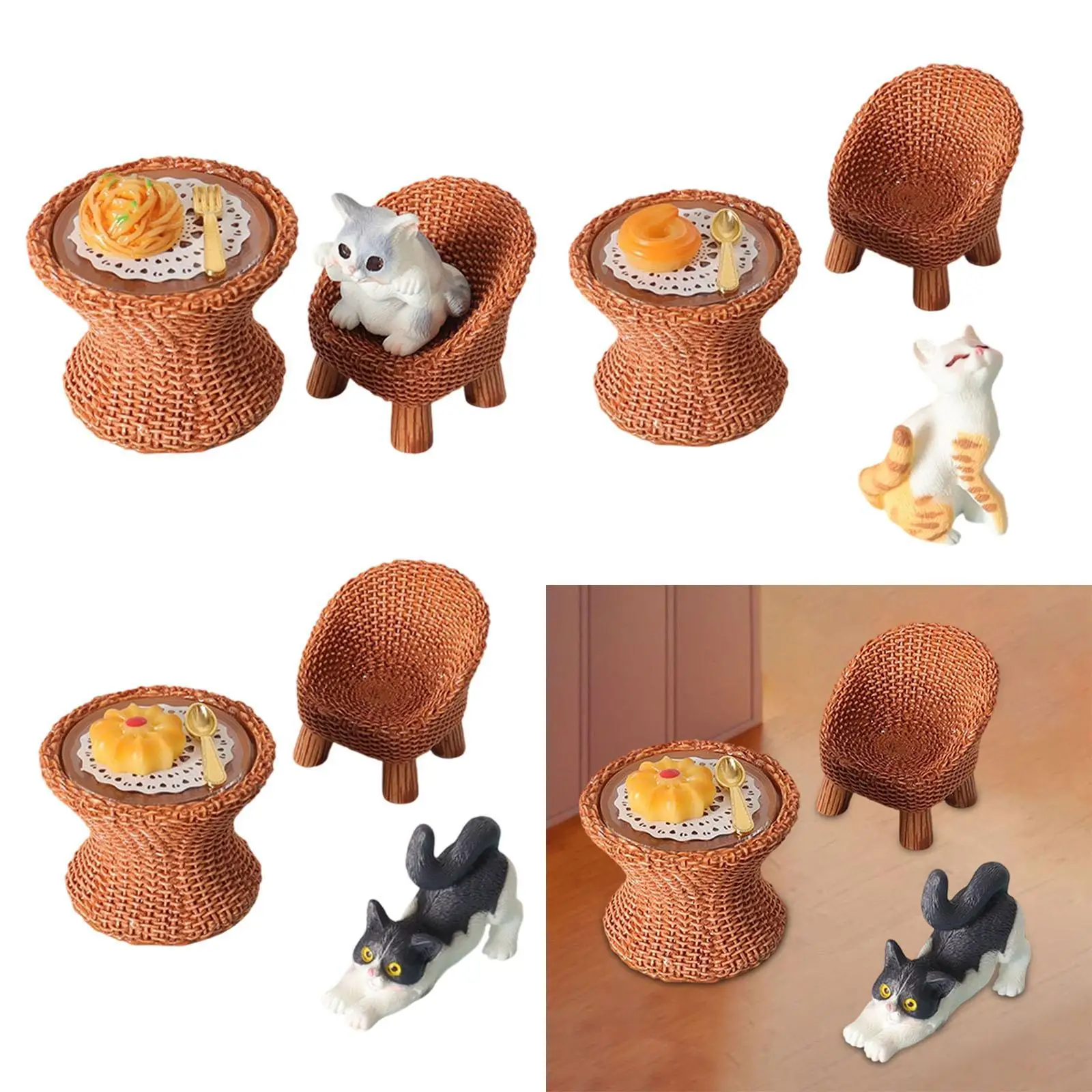 Kat beeldje Fantasiespel speelgoed voor miniatuur scène architectonische accessoires