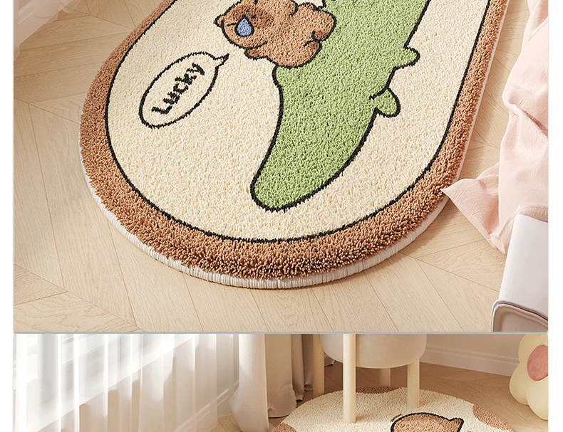 Bedroom Carpet Room Soft Fluffy Bedside Rug Cute Cartoon Capibara Rugs Long Home Decor Non-slip Floor Mat Alfombra De Dormitorio