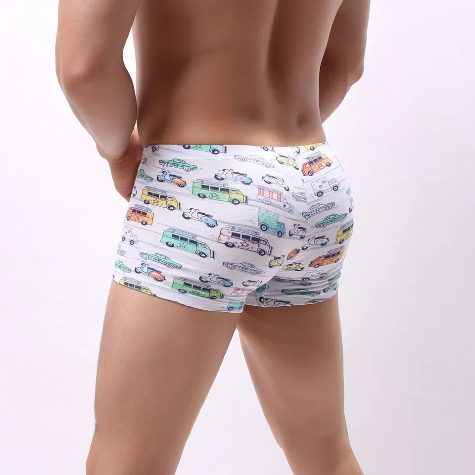 Herren-Unterwäsche aus Baumwolle, Cartoon-Druck, Boxershorts, atmungsaktiv, lustig, Comic-Stil, Neuheit, Geschenk, U Convex Ropa Interior Divertida