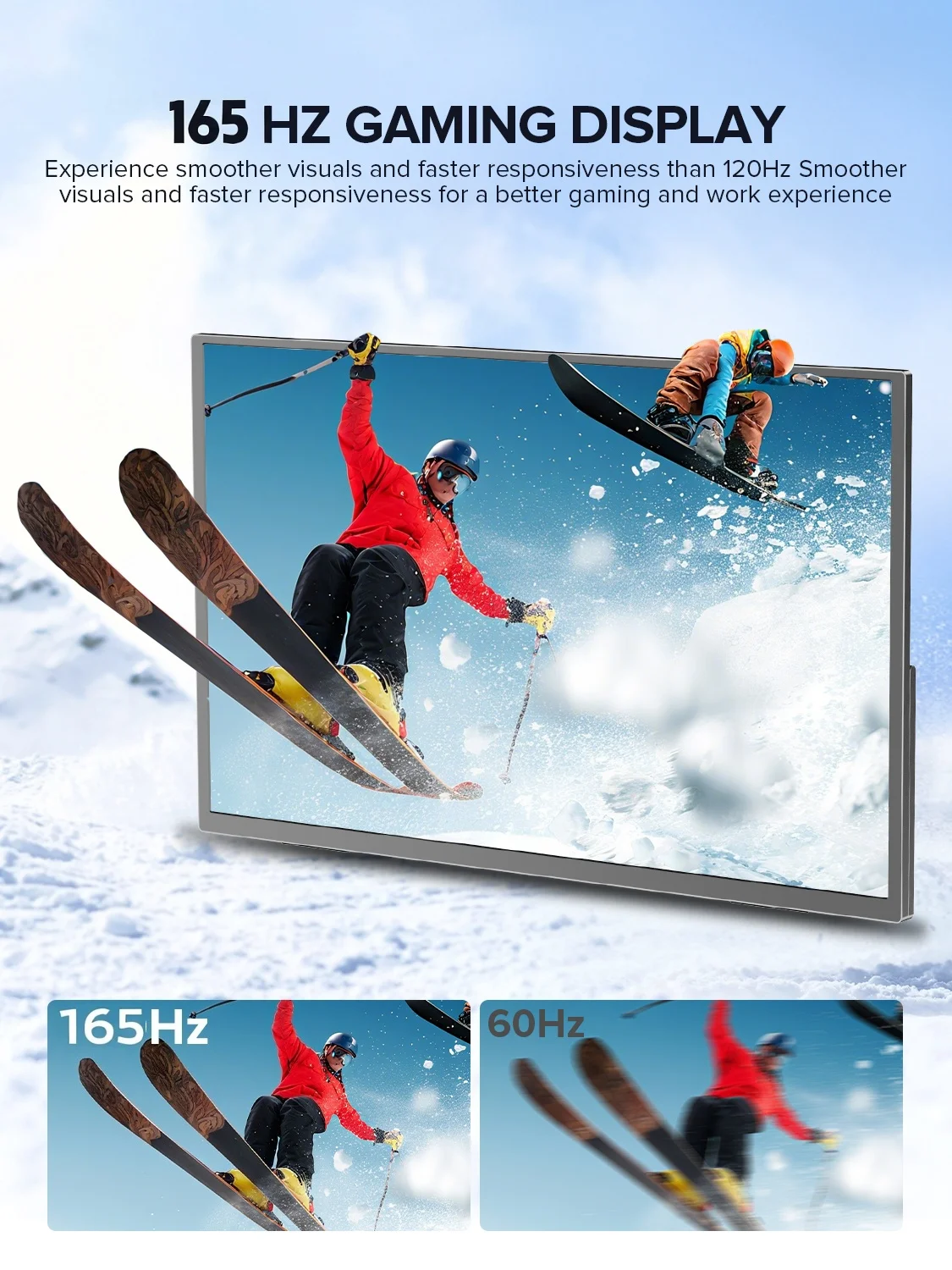 UPERFECT 24.5" 165HZ 휴대용 게임 모니터 2560x1440 IPS HDR 대형 디스플레이 180도 조절 스탠드 여행용 세컨드 스크린 HDMI Type C 노트북 스위치 폰 Steamdeck MacBook용