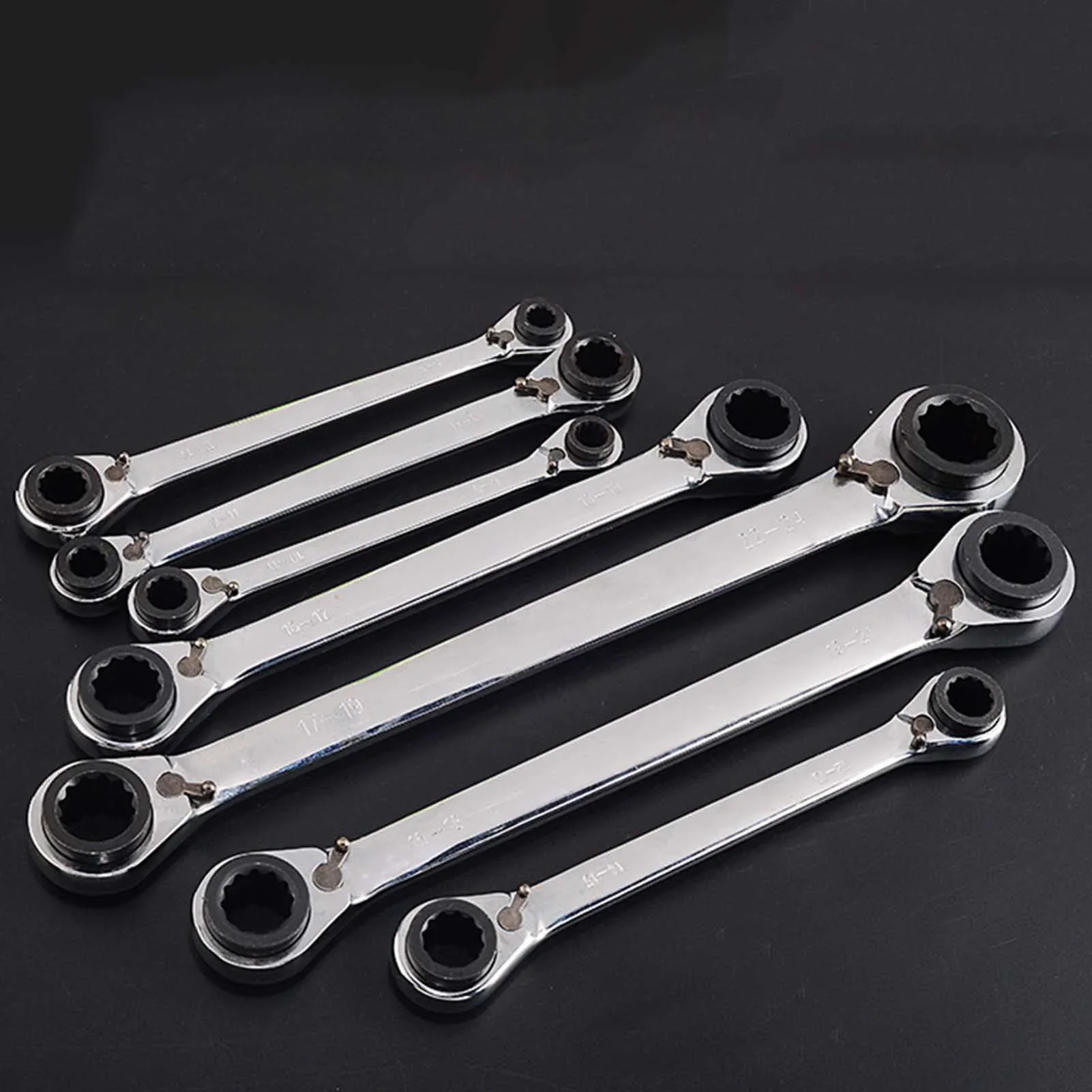 

4 in 1 Double-Ended Ring Wrench Ratchet Flexible Head Ratcheting Wrench Spanners Gear Tool Crv Metric 4-19mm Alloy Steel 1pc