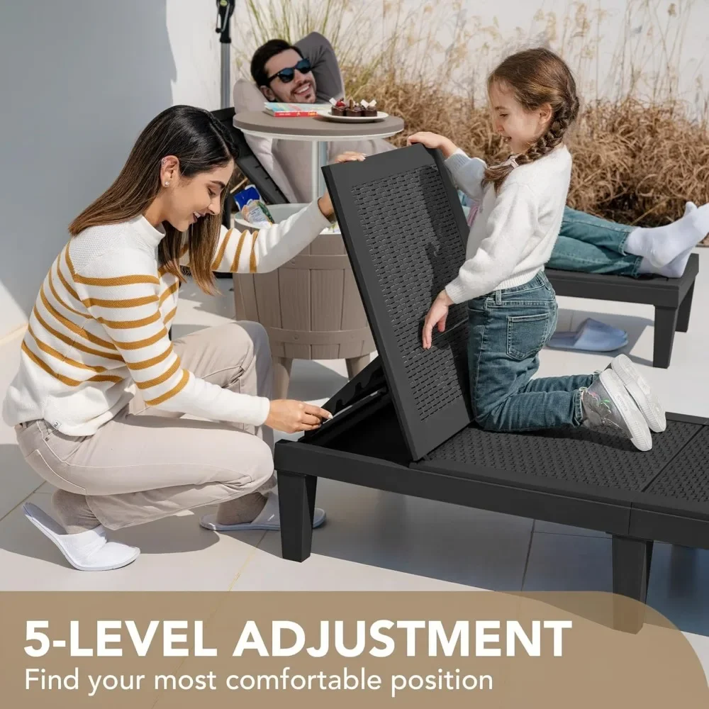 

Outdoor Chaise Lounge Chair Set of 2 for Pool, Patio, Adjustable Waterproof Design, Easy Assembly for Outdoor Comfort Use